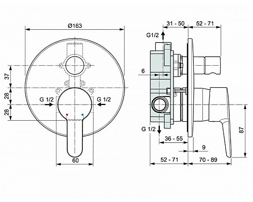 Приобрести Смеситель для душа Ideal Standard Sesia A6945AA Хром в магазине сантехники Santeh-Crystal.ru