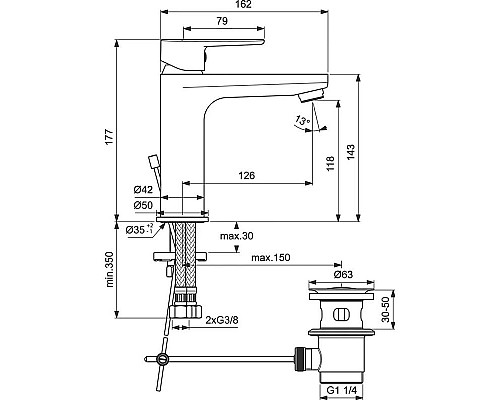 Заказать Смеситель для раковины Ideal Standard Tyria BC158AA Хром в магазине сантехники Santeh-Crystal.ru