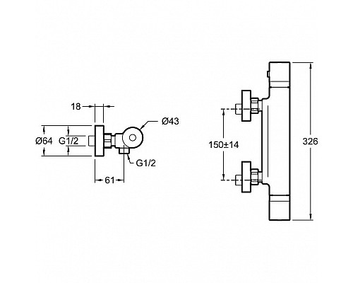 Приобрести Смеситель для душа Jacob Delafon Edgar E29846-CP с термостатом Хром в магазине сантехники Santeh-Crystal.ru