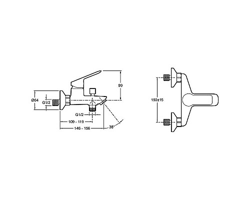 Купить Смеситель для ванны Jacob Delafon Lucien E20848-CP Хром в магазине сантехники Santeh-Crystal.ru