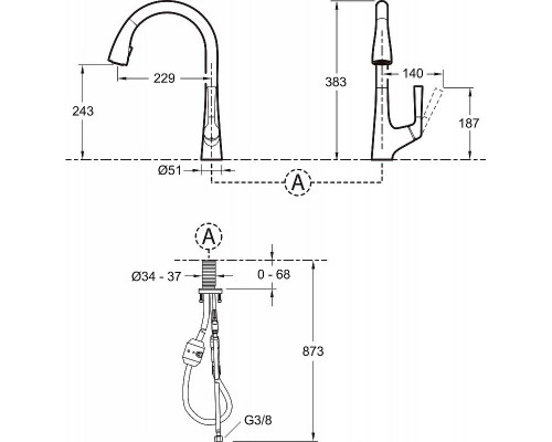 Приобрести Смеситель для кухни Jacob Delafon Malleco E562-CP Хром в магазине сантехники Santeh-Crystal.ru