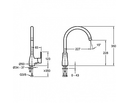 Купить Смеситель для кухни Jacob Delafon Marie E21151-CP Хром в магазине сантехники Santeh-Crystal.ru