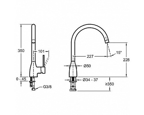 Купить Смеситель для кухни Jacob Delafon Mariette E23303-CP Хром в магазине сантехники Santeh-Crystal.ru