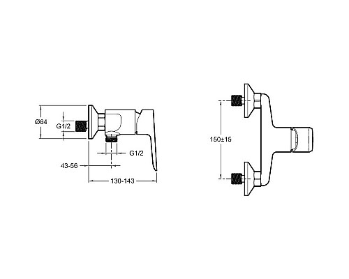Купить Смеситель для душа Jacob Delafon Oscar E29843-CP Хром в магазине сантехники Santeh-Crystal.ru