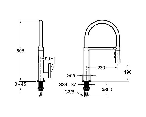 Приобрести Смеситель для кухни Jacob Delafon Raphael E23311-CP Хром Черный в магазине сантехники Santeh-Crystal.ru