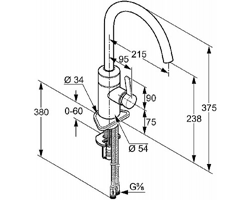 Купить Смеситель для кухни Kludi E-Go 422100575 Хром в магазине сантехники Santeh-Crystal.ru