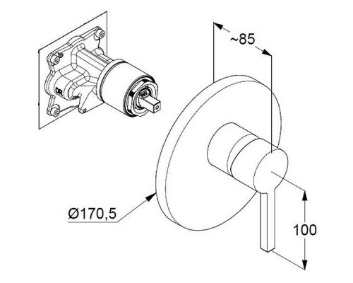 Смеситель для душа Kludi Nova Fonte Puristic 206550515 Хром