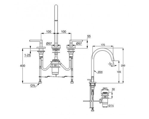Смеситель для раковины Kludi Nova Fonte Puristic 20143N515 цвет Никель брашированный