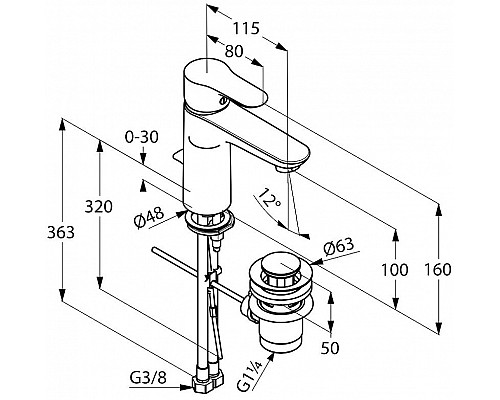 Приобрести Смеситель для раковины Kludi Objekta 322600575 Хром в магазине сантехники Santeh-Crystal.ru