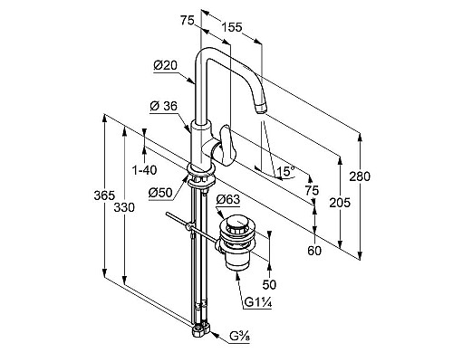 Заказать Смеситель для раковины Kludi Objekta 320230575 Хром в магазине сантехники Santeh-Crystal.ru