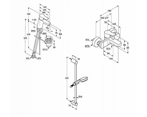 Приобрести Комплект смесителей Kludi Pure Easy 376850565 Хром в магазине сантехники Santeh-Crystal.ru