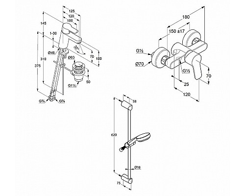 Заказать Комплект смесителей Kludi Pure Easy 378450565 Хром в магазине сантехники Santeh-Crystal.ru