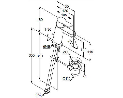 Приобрести Смеситель для раковины Kludi Pure Easy 371900565 Хром в магазине сантехники Santeh-Crystal.ru