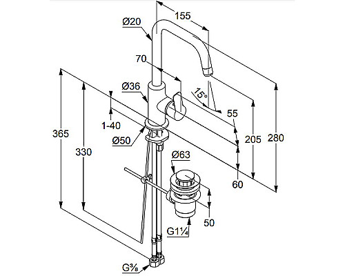 Приобрести Смеситель для раковины Kludi Pure Easy 370230565 Хром в магазине сантехники Santeh-Crystal.ru