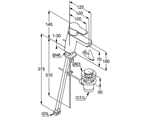 Заказать Смеситель для раковины Kludi Pure Easy 372820565 Хром в магазине сантехники Santeh-Crystal.ru