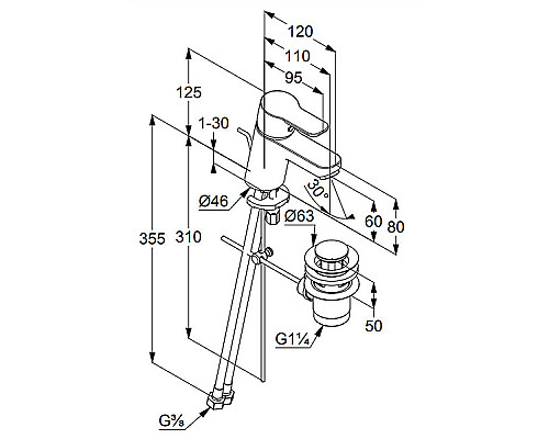 Заказать Смеситель для раковины Kludi Pure Easy 373850565 Хром в магазине сантехники Santeh-Crystal.ru