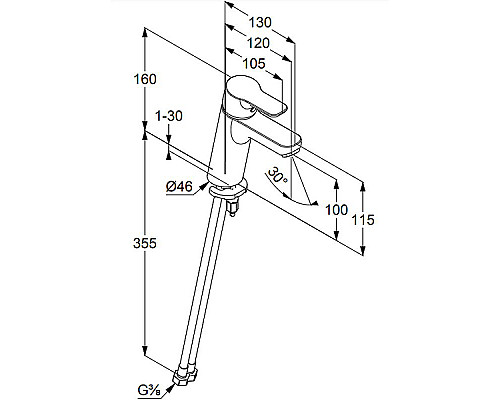 Купить Смеситель для раковины Kludi Pure Easy XL 372929165 Белый Хром в магазине сантехники Santeh-Crystal.ru