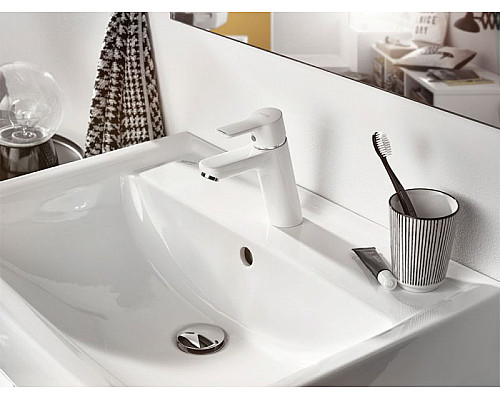 Купить Смеситель для раковины Kludi Pure Easy XL 372929165 Белый Хром в магазине сантехники Santeh-Crystal.ru