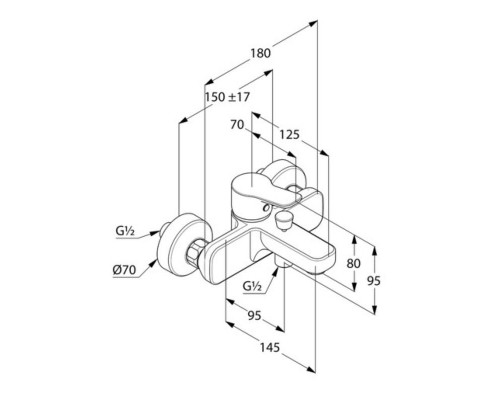 Заказать Смеситель для ванны Kludi Pure Easy 376810565 Хром в магазине сантехники Santeh-Crystal.ru