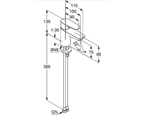 Смеситель для раковины Kludi Pure Solid 340280575 Хром