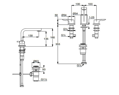 Приобрести Смеситель для раковины Kludi Pure Solid 343940575 Хром в магазине сантехники Santeh-Crystal.ru