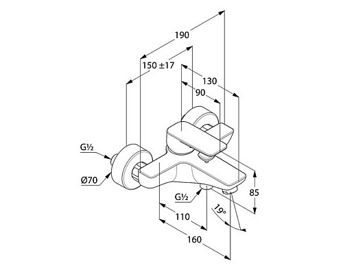 Купить Смеситель для ванны Kludi Pure Style 406810575 Хром в магазине сантехники Santeh-Crystal.ru