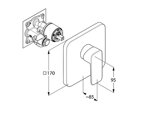 Приобрести Смеситель для душа Kludi Pure Style 406550575 Хром в магазине сантехники Santeh-Crystal.ru