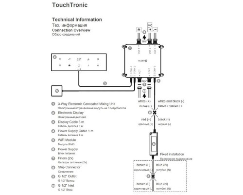 Смеситель для душа Kludi TouchTronic 38310G1-00 с термостатом Черный