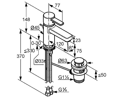 Купить Смеситель для раковины Kludi Zenta XL 382600575 Хром в магазине сантехники Santeh-Crystal.ru
