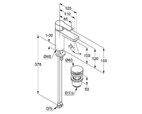 Купить Смеситель для раковины Kludi Zenta SL 482980565 Хром в магазине сантехники Santeh-Crystal.ru