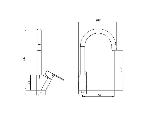 Купить Смеситель для кухни Koller Pool Kvadro Arc KA0500 Хром в магазине сантехники Santeh-Crystal.ru