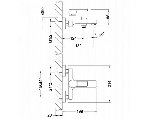 Заказать Смеситель для ванны Lemark Aura LM0614C Хром в магазине сантехники Santeh-Crystal.ru