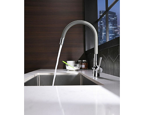 Купить Смеситель для кухни Lemark Comfort LM3075C-Gray Хром Серый в магазине сантехники Santeh-Crystal.ru