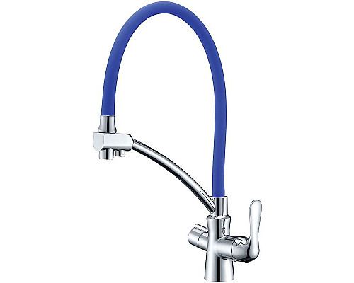 Купить Смеситель для кухни Lemark Comfort LM3070C-Blue Синий Хром в магазине сантехники Santeh-Crystal.ru