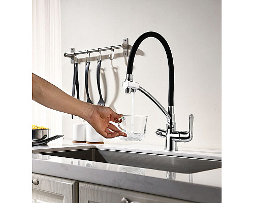 Купить Смеситель для кухни Lemark Comfort LM3070C-Blue Синий Хром в магазине сантехники Santeh-Crystal.ru