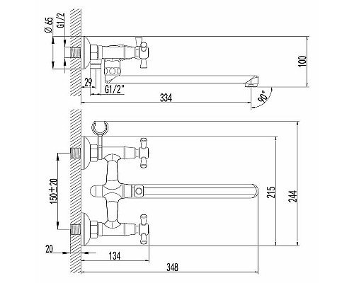 Купить Смеситель для ванны Lemark Contour LM7451C универсальный Хром в магазине сантехники Santeh-Crystal.ru