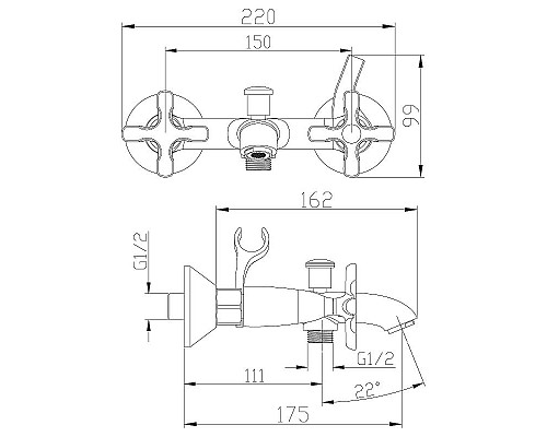 Купить Смеситель для ванны Lemark Duetto LM5712C Хром в магазине сантехники Santeh-Crystal.ru
