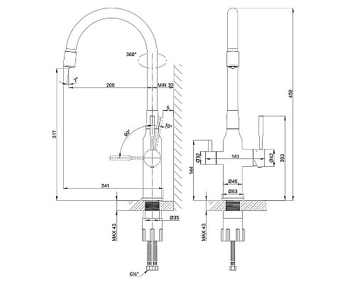 Купить Смеситель для кухни Lemark Expert LM5083S-Black Хром Черный в магазине сантехники Santeh-Crystal.ru