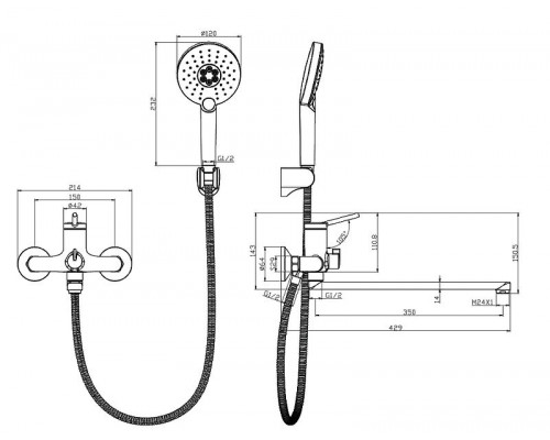 Приобрести Смеситель для ванны Lemark Minima LM3851C универсальный Хром в магазине сантехники Santeh-Crystal.ru