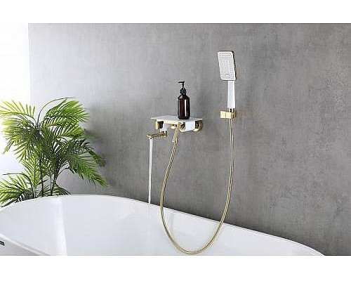 Купить Смеситель для ванны Lemark Mista LM6414WG Золото Белый в магазине сантехники Santeh-Crystal.ru
