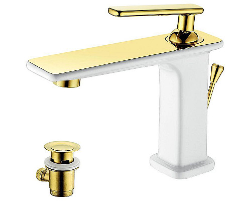 Заказать Смеситель для раковины Lemark Mista LM6406WG Белый Золото в магазине сантехники Santeh-Crystal.ru