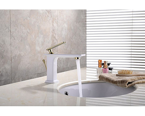 Заказать Смеситель для раковины Lemark Mista LM6406WG Белый Золото в магазине сантехники Santeh-Crystal.ru