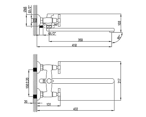 Приобрести Смеситель для ванны Lemark Neo LM2212C универсальный Хром в магазине сантехники Santeh-Crystal.ru