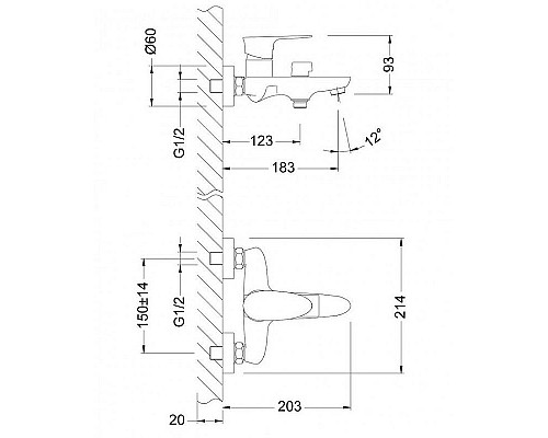 Заказать Смеситель для ванны Lemark Nero LM0214C Хром в магазине сантехники Santeh-Crystal.ru