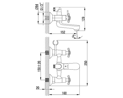Приобрести Смеситель для ванны Lemark Partner LM6542C Хром в магазине сантехники Santeh-Crystal.ru