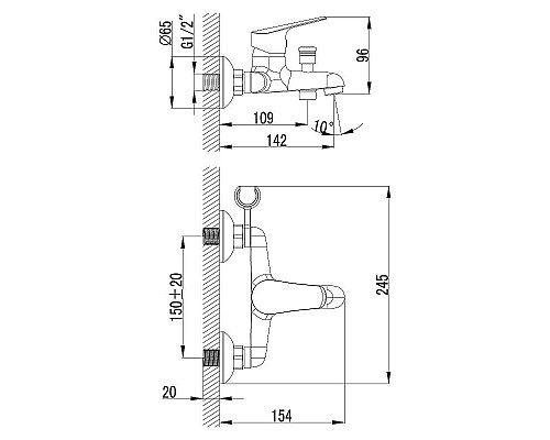 Заказать Смеситель для ванны Lemark Partner LM6552C Хром в магазине сантехники Santeh-Crystal.ru