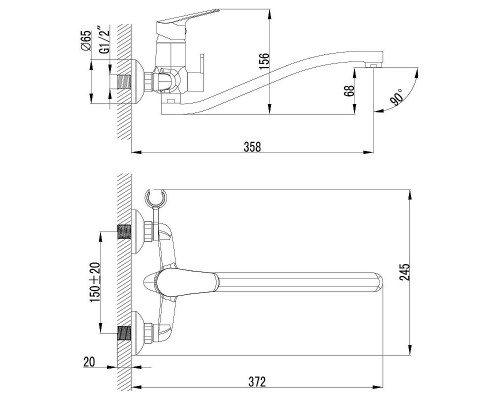 Приобрести Смеситель для ванны Lemark Partner LM6553C универсальный Хром в магазине сантехники Santeh-Crystal.ru
