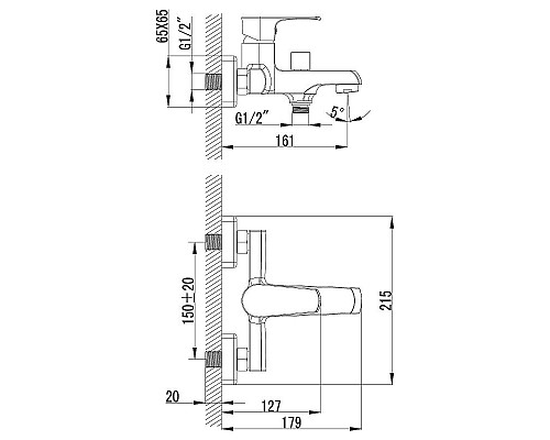 Приобрести Смеситель для ванны Lemark Plus Factor LM1612C Хром в магазине сантехники Santeh-Crystal.ru