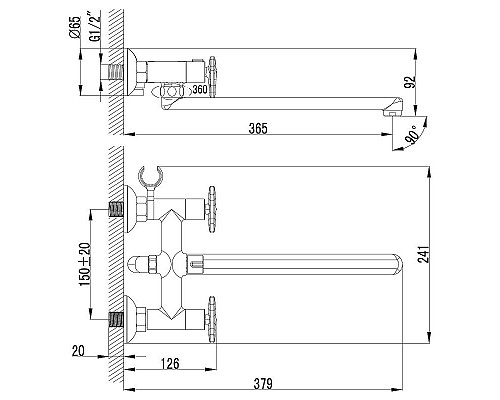 Приобрести Смеситель для ванны Lemark Plus Spirit LM1951C универсальный Хром в магазине сантехники Santeh-Crystal.ru
