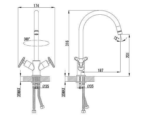 Приобрести Смеситель для кухни Lemark Plus Spirit LM1905C Хром в магазине сантехники Santeh-Crystal.ru